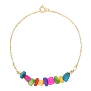 kolorowa pozłacana bransoletka z masą perłową na łańcuszku