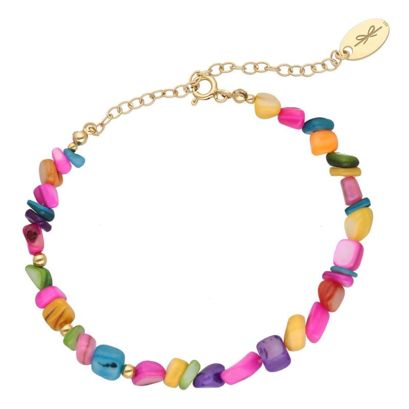 wielokolorowa bransoletka złota wykonana ze srebra próby 925 oraz kolorowej masy perłowej