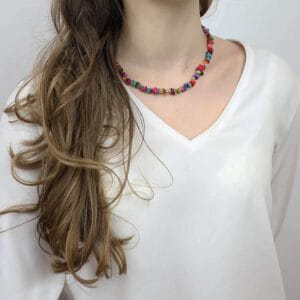 Regulowany czoker na szyję z masy perłowej wielobarwnej