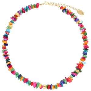 Kolorowy choker na szyję z masy perłowej srebrny pozłacany z regulacją