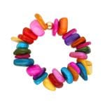 kolorowy damski pierścionek elastyczny gold filled z nieregularną masą perłową