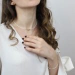 Komplet biżuterii z masą perłową i kolczyki geometryczne kółeczka srebrne pozłacane