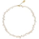 Krótki damski naszyjnik srebrny pozłacany - choker na szyję z perłami WOMAN