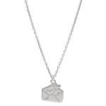 Damski naszyjnik srebrny rodowany z celebrytką w kształcie miłosnego listu