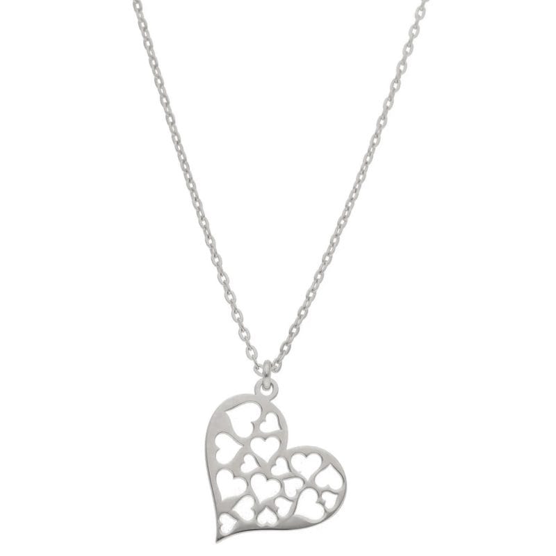 Damski naszyjnik srebrny celebrytka serce z wyciętymi mniejszymi sercami na łańcuszku ankier
