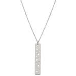 Damski naszyjnik srebrny rodowany z celebrytką w kształcie prostokąta z gwiazdkami