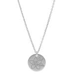 Piękny i elegancki naszyjnik srebrny damski z celebrytką z motywem kwiatka. Naszyjnik zabezpieczony warstwą rodu.