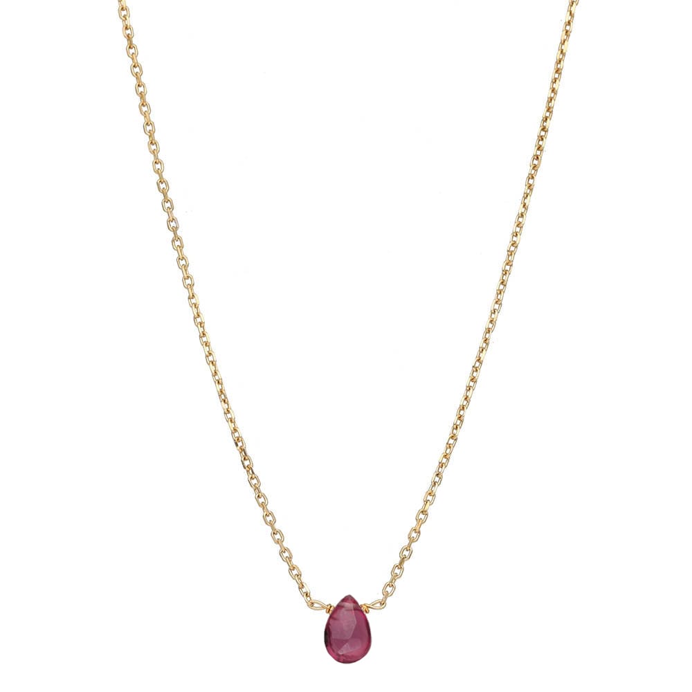 Naszyjnik granat srebrny pozłacany MINI