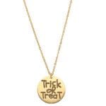 Damski naszyjnik na halloween celebrytka z napisem trick or treat