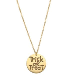 Damski naszyjnik na halloween celebrytka z napisem trick or treat