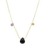 Damski naszyjnik srebrny pozłacany z naturalnymi kamieniami takimi jak ametyst, cytryn i onyks.