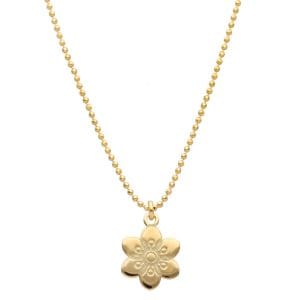 Damski naszyjnik srebrny pozłacany celebrytka z kwiatkiem FLOWER