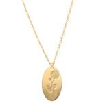 Naszyjnik damski celebrytka pozłacana z grawerem chryzantemy - kwiatu urodzinowego symbolizującego miesiąc listopad