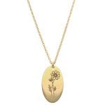 Naszyjnik damski celebrytka pozłacana z grawerem kosmosu - kwiatu urodzinowego symbolizującego miesiąc październik