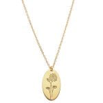 Naszyjnik damski celebrytka pozłacana z grawerem lilii - kwiatu urodzinowego symbolizującego miesiąc lipiec