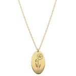 Naszyjnik damski celebrytka pozłacana z grawerem maku - kwiatu urodzinowego symbolizującego miesiąc sierpień