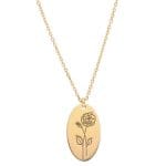 Naszyjnik damski celebrytka pozłacana z grawerem róży - kwiatu urodzinowego symbolizującego miesiąc czerwiec