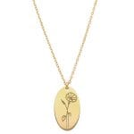 Naszyjnik damski celebrytka pozłacana z grawerem wilca - kwiatu urodzinowego symbolizującego miesiąc wrzesień