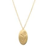 Naszyjnik damski celebrytka pozłacana z grawerem żonkila - kwiatu urodzinowego symbolizującego miesiąc marzec