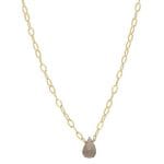 Minimalistyczny naszyjnik damski pozłacany z brioletką kwarcu dymnego