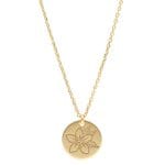Naszyjnik damski celebrytka pozłacana okrągła z motywem kwiatka na łańcuszku