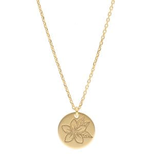 Naszyjnik damski celebrytka pozłacana okrągła z motywem kwiatka na łańcuszku