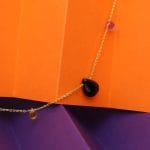 Damski naszyjnik srebrny pozłacany z naturalnym ametystem, cytrynem i onyksem. Idealna halloweenowa biżuteria damska