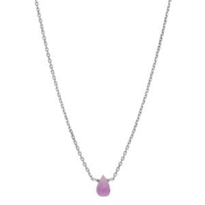 Minimalistyczny srebrny naszyjnik z fioletowym kamieniem ametystem MINI
