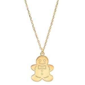 Naszyjnik pozłacany świąteczny piernikowy ludzik na łańcuszku