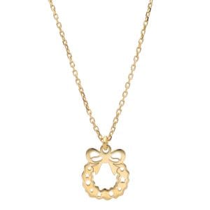 Naszyjnik pozłacany świąteczny wieniec na łańcuszku