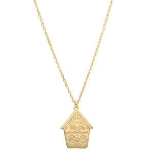 Świąteczny naszyjnik celebrytka srebrny pozłacany z piernikowym domkiem GINGERBREAD HOUSE