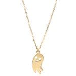 Halloweenowy naszyjnik damski srebrny pozłacany z celebrytką w kształcie wesołego duszka.