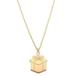 Świąteczny naszyjnik srebrny pozłacany celebrytka z prezentem PRESENT