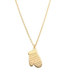 Świąteczny zimowy naszyjnik srebrny pozłacany celebrytka z rękawicą WINTER GLOVE