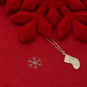 Świąteczny naszyjnik srebrny pozłacany ze skarpetą celebrytka CHRISTMAS STOCKING