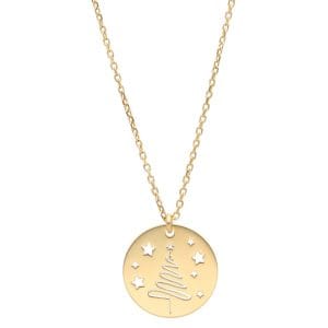 Naszyjnik pozłacany świąteczny choinka z gwiazdkami na łańcuszku