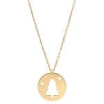 Celebrytka pozłacana świąteczna choinka z gwiazdkami na łańcuszku