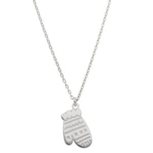 Zimowy naszyjnik świąteczny z celebrytką rękawiczka ze srebra próby 925