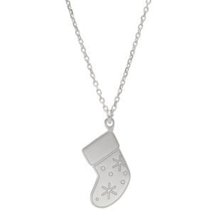 Damski naszyjnik świąteczny srebrna celebrytka skarpeta na prezenty