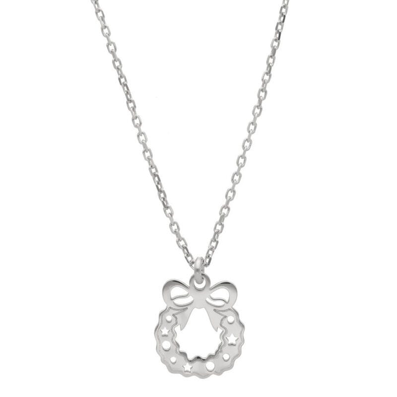 naszyjnik świąteczny srebrny wieniec świąteczny WREATH Damski naszyjnik świąteczny srebrna celebrytka wieniec świąteczny