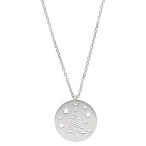 Damski naszyjnik świąteczny srebrna celebrytka choinka i gwiazdki