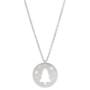 Damski naszyjnik świąteczny srebrna celebrytka choinka i gwiazdki