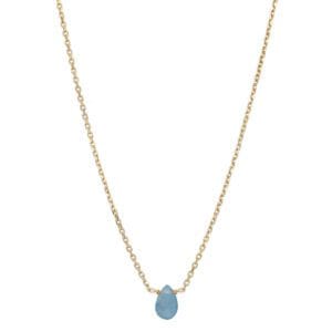 Delikatny pozłacany naszyjnik ze srebra próby 925 z niebieskim kamieniem akwamarynem MINI