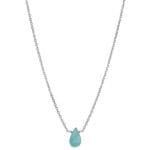 Naszyjnik z naturalnym apatytem - niebieskim kamieniem srebrny MINI