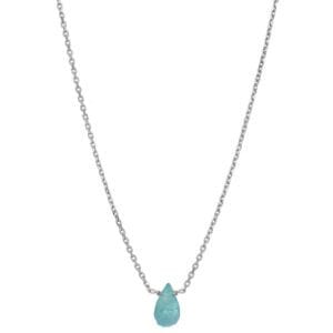 Naszyjnik z naturalnym apatytem - niebieskim kamieniem srebrny MINI