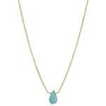 Naszyjnik z naturalnym apatytem - niebieskim kamieniem srebrny pozłacany MINI