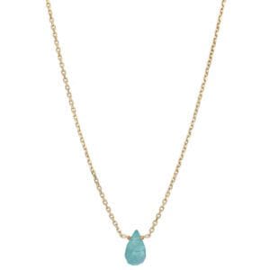 Naszyjnik z naturalnym apatytem - niebieskim kamieniem srebrny pozłacany MINI