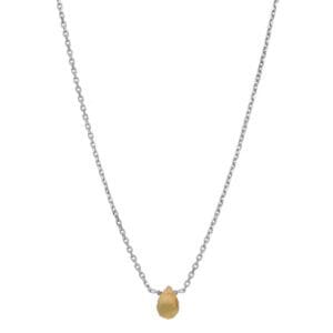 Minimalistyczny damski naszyjnik srebrny ankier z żółtym kamieniem cytrynem MINI