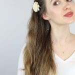 Srebrny naszyjnik z cytrynem naturalnym MINI na modelce