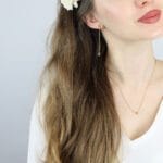 Pozłacany naszyjnik z naturalnym cytrynem MINI na modelce